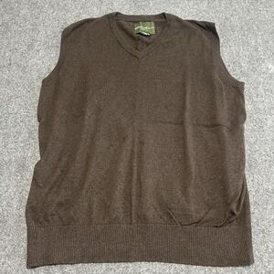 Eddie Bauer Sweater Vest Mens XL Chocolate‎ Brown Cotton Cashmere